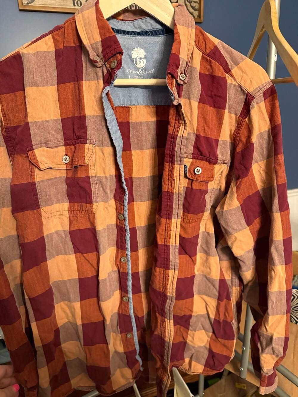 Ocean & Coast Men's Long Sleeve Button-Down Plaid Flannel Shirt